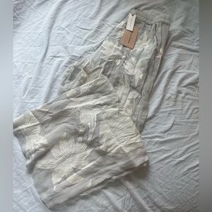 Anthropologie Gray Floral Pants